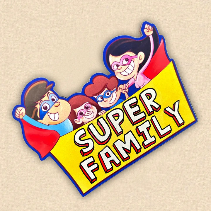 Printed "Super Family" MDF Wood Fridge Magnet