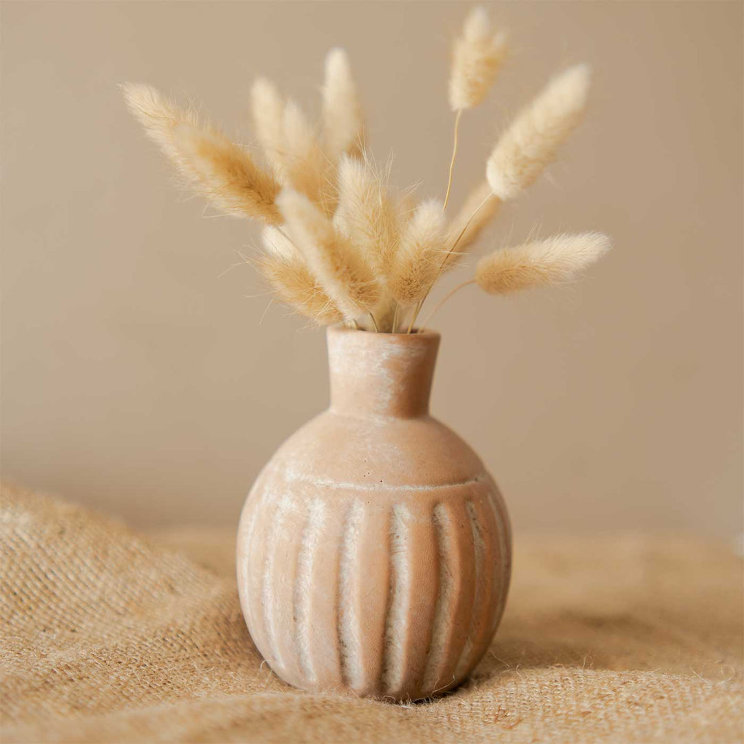 Handmade Rustic Porcelain Vase With Bunny Tails