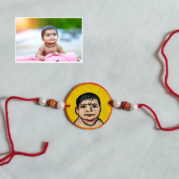 Photo Personalized Hand-Painted Round Caricature Rakhi
