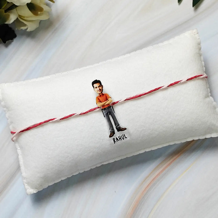 Photo Personalized Reusable Caricature Super Bhaiya Acrylic Rakhi