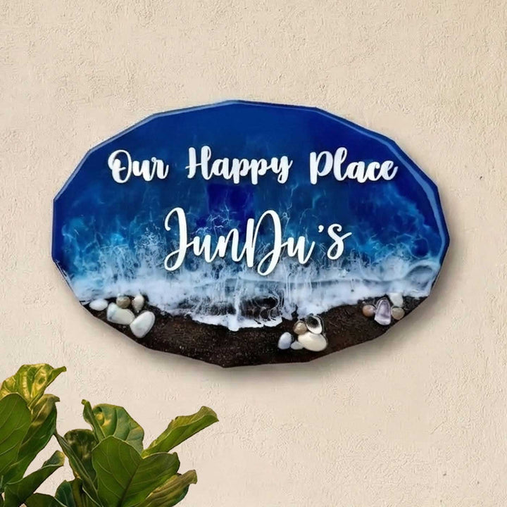 Personalized Oval Beach Theme Resin Name Plate