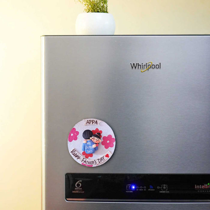 Personalized Handmade White Floral Theme MDF Wood Fridge Magnet For Fathers
