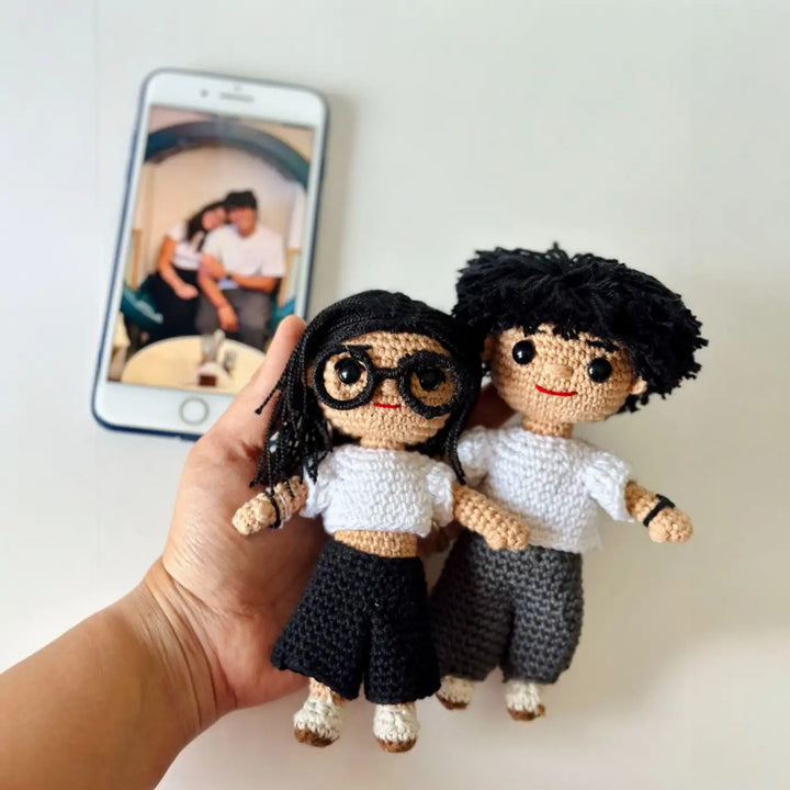 Photo Personalized Handmade Crochet Cotton Replica Doll | Set Of 2