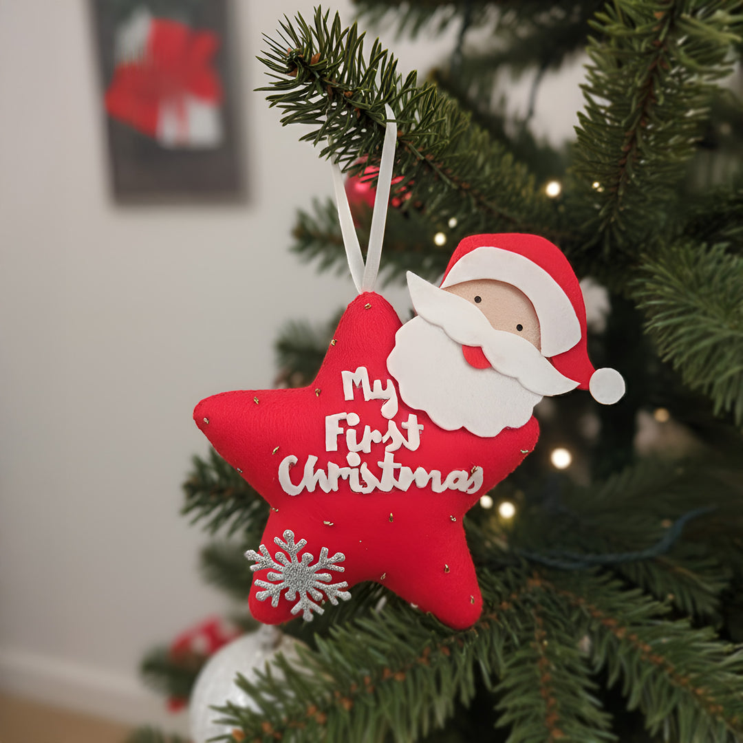 Handmade "My First Christmas" Star & Santa Ornament For Tree Decoration