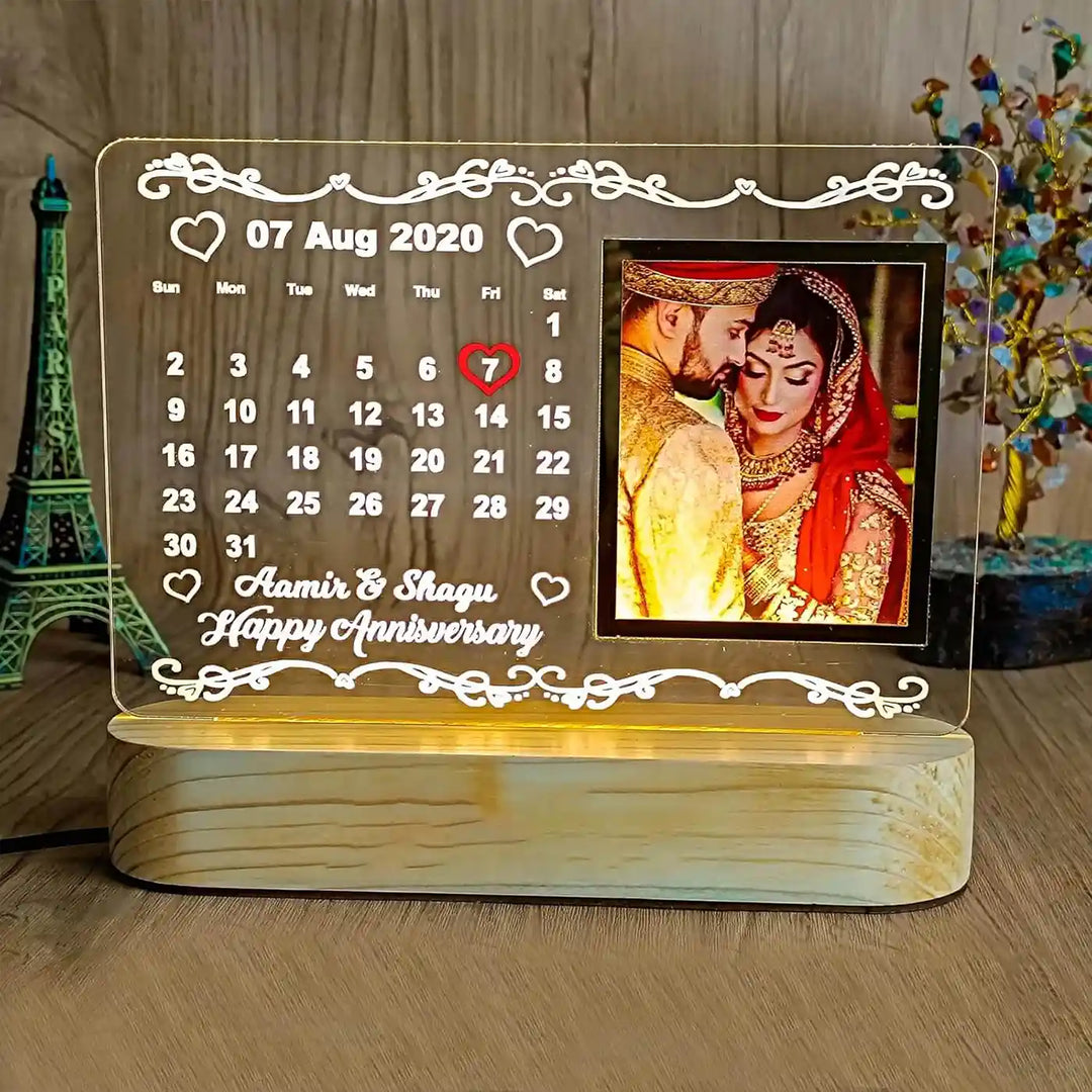 Photo Personalized Printed Calendar Design Acrylic Table Lamp
