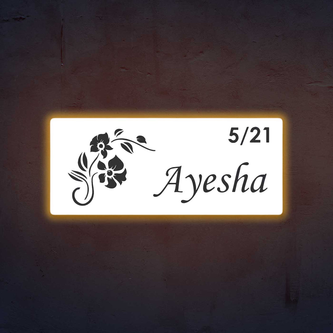 Personalized Laser Cut Floral Theme Steel Name Plate