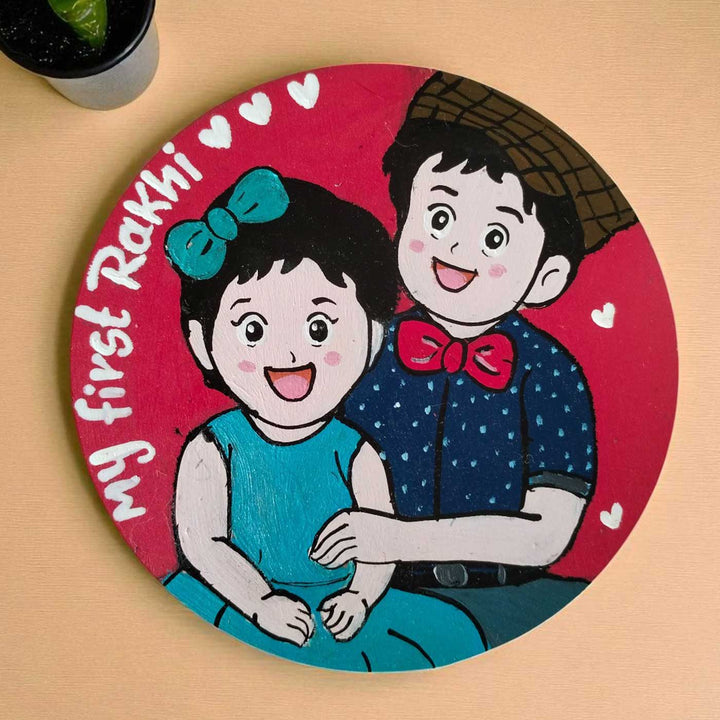 Photo Personalized Hand-Painted My First Rakhi Design Mdf Wood Fridge Magnet