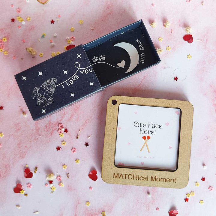 2 Pc | Photo Personalized Frame Magnet & Moon & Back Mini Love Box Magnet | Valentine’s Gifting