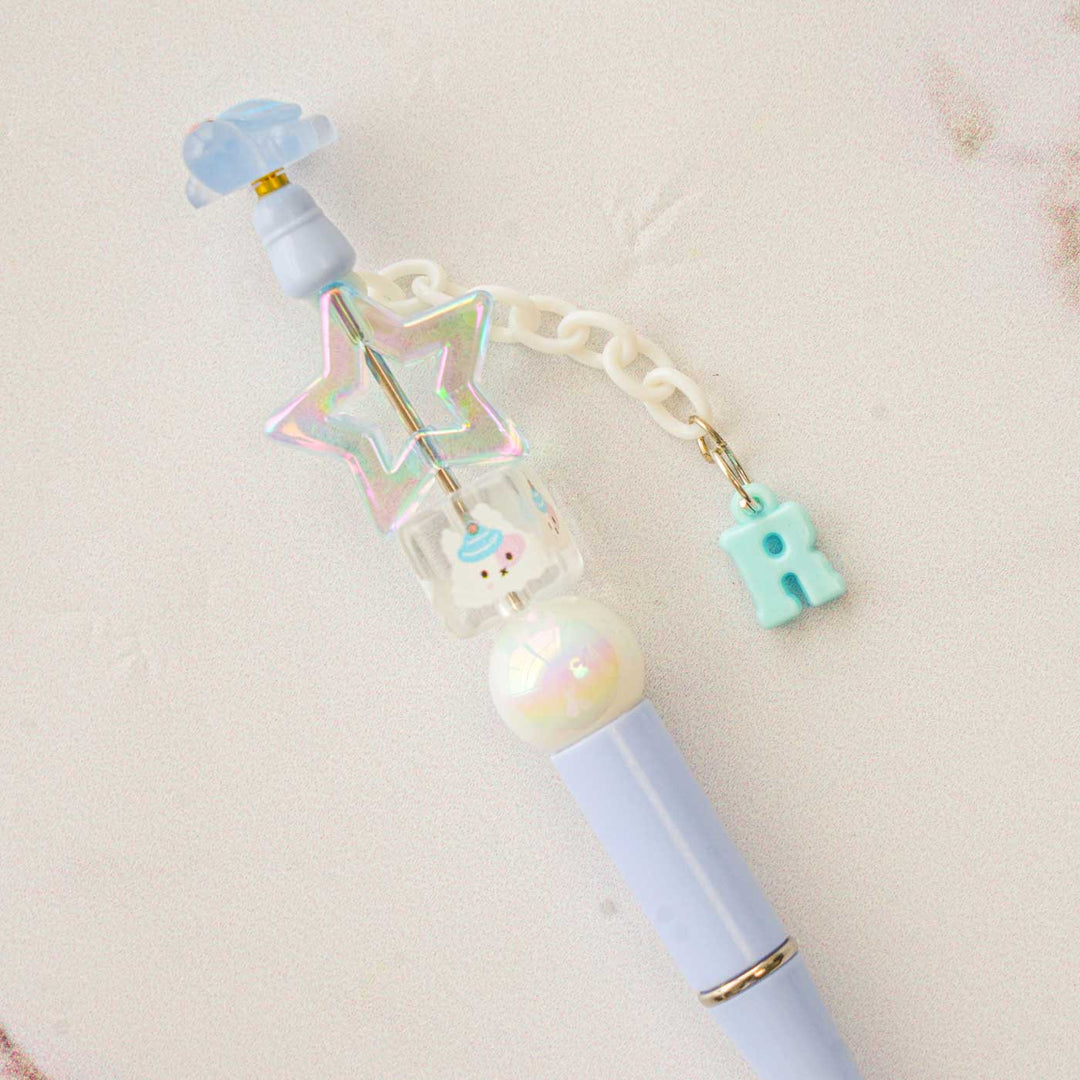 Personalized Blue Star Charm Pen With Initial Accessory For Kids