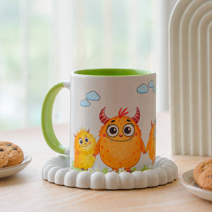 Handmade Glazed Ceramic "Monster" Theme Illustrated Mug For Kids