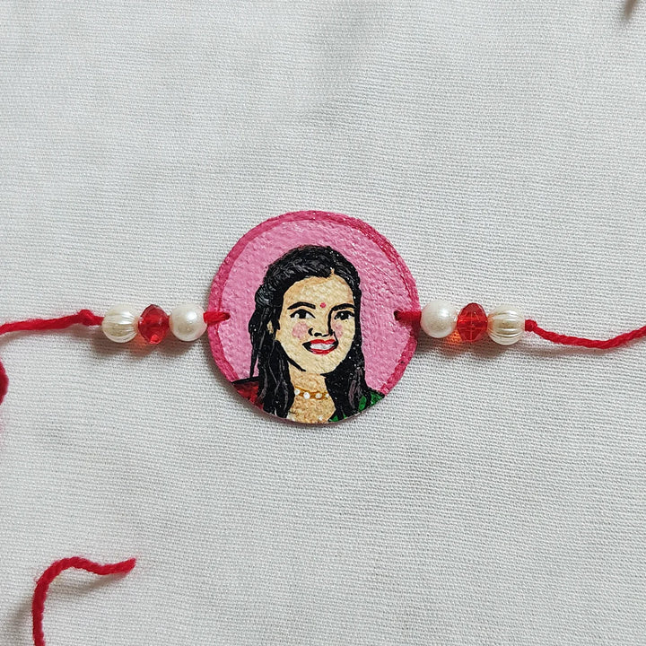 Photo Personalized Hand-Painted Round Caricature Rakhi