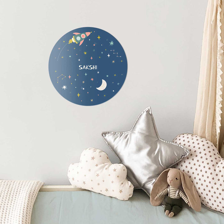 Personalized Twinkling Stars Theme Acrylic Kids Name Plate