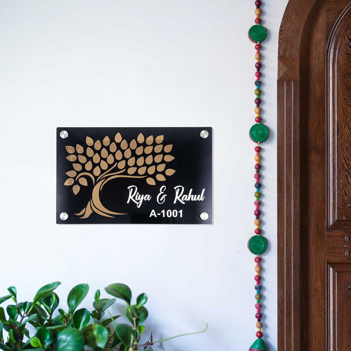 Personalized Elegant Tree Theme Acrylic Name Plate With 3D Letters
