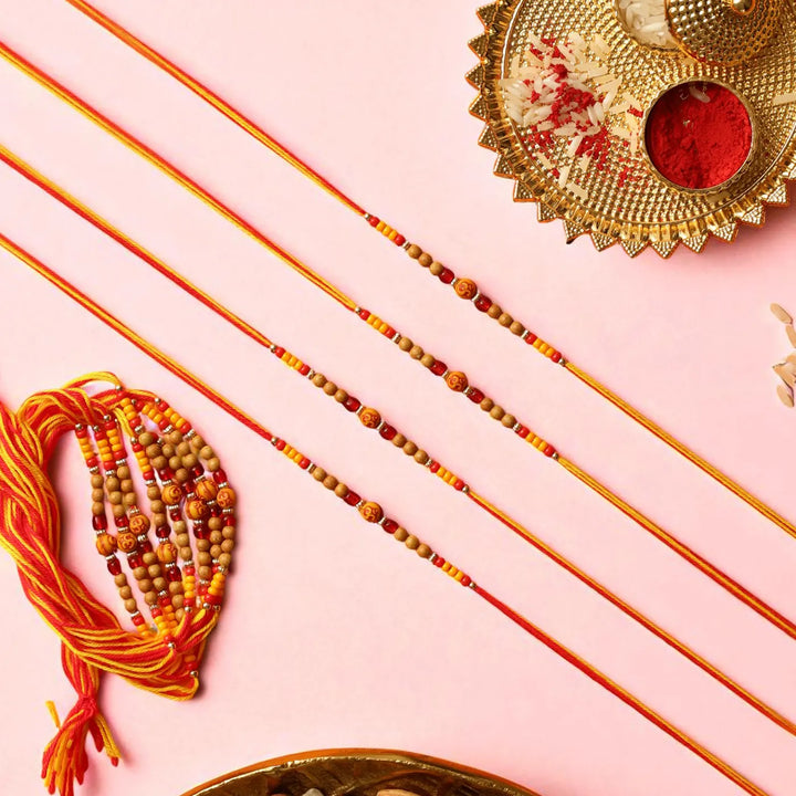 Handmade Om Dori Rakhi With Roli Chawal | Set Of 12