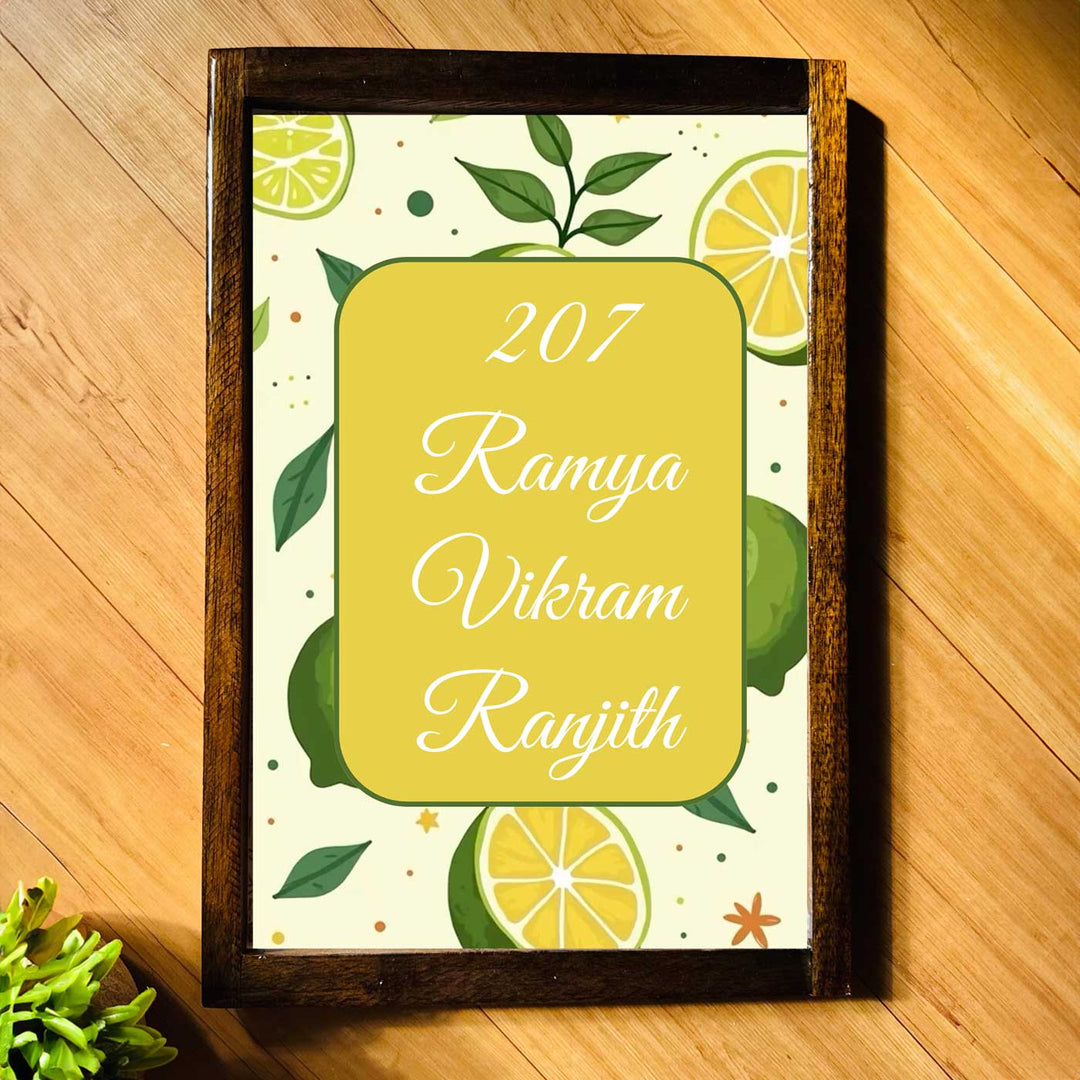 Citrus Wave Personalized Resin Wooden Frame Name Plate