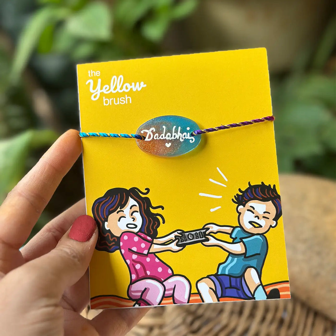 Photo Personalized Hand-Painted Pop Art Illustrated Caricature Rakhi Hamper | Includes 1 Wall Plate, 1 Rakhi