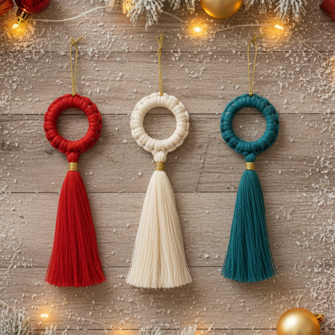 3 Pc | Handmade Macrame Ornaments For Christmas Decoration