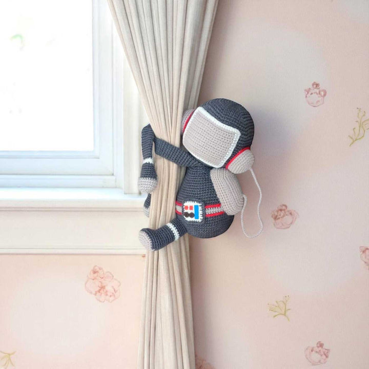 Handmade Crochet Astronaut Curtain Tie for Newborns