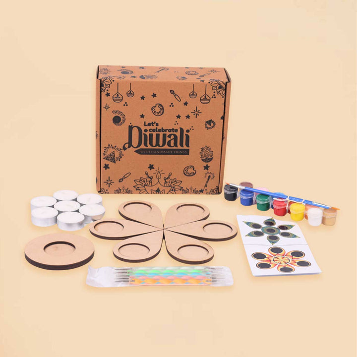 Pre Marked Rangoli Tea Light Holder MDF Wood DIY Kit