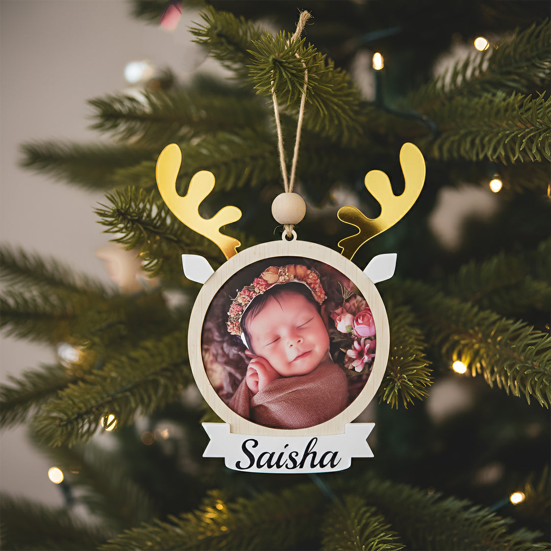 Photo Personalized Reindeer Ornament For Christmas Tree Decoration