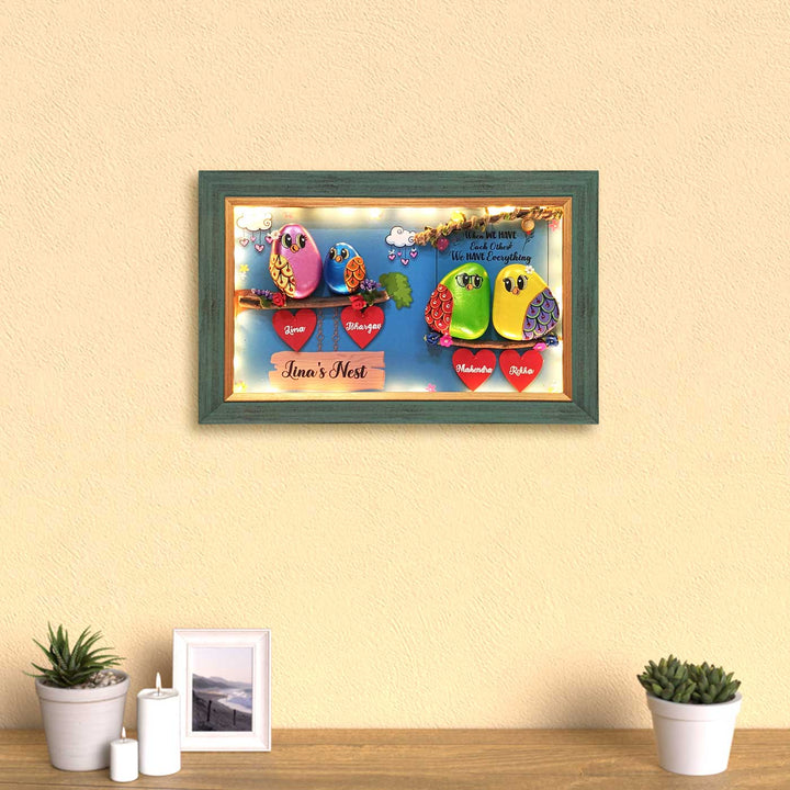 Personalized Hand-Painted Pebble Art Single Mom Owl Theme Wooden Decorative Plaque For Family