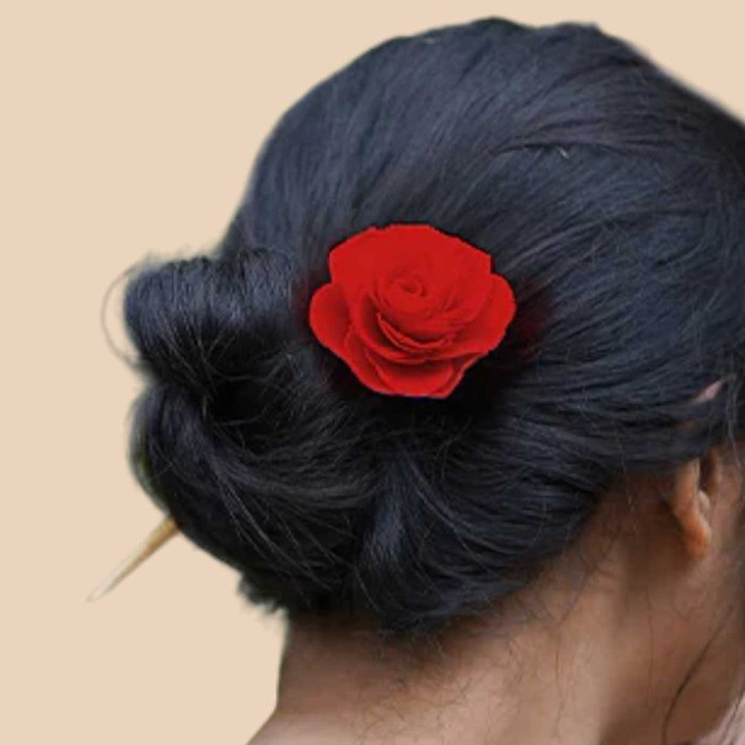 Handmade Rose Design Bamboo Bunstick