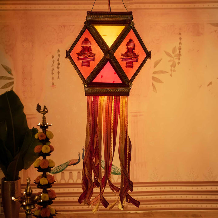 Paithani Handmade Decorative Morpankh Akash Kandil/Lantern