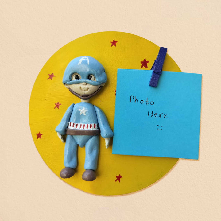 Photo Personalized Captain America Theme MDF & Cold Porcelain Clay Fridge Magnet