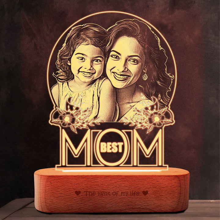 Photo Personalized "Best Mom" Engraved Acrylic Lamp For Mothers