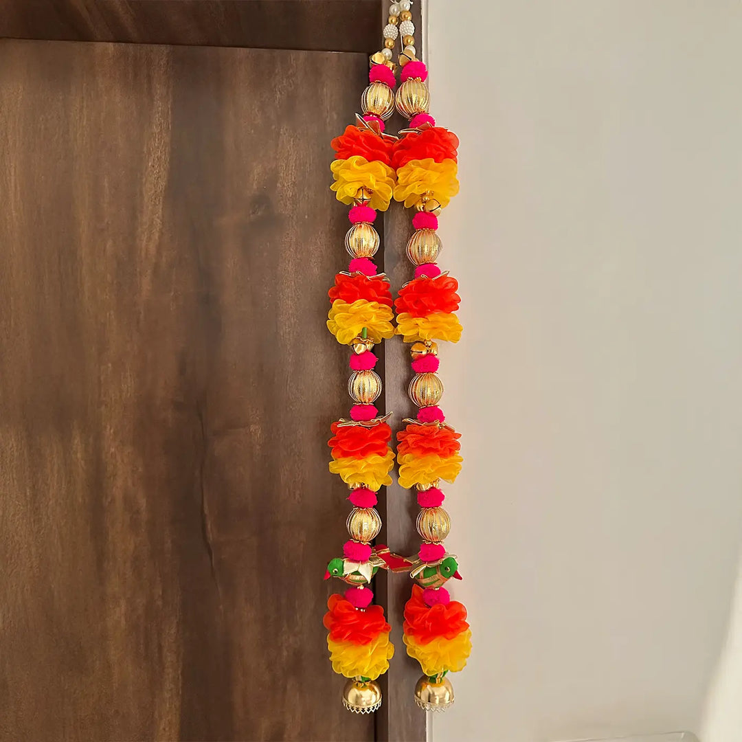 Handmade Yellow & Orange Floral Parrot Hanging