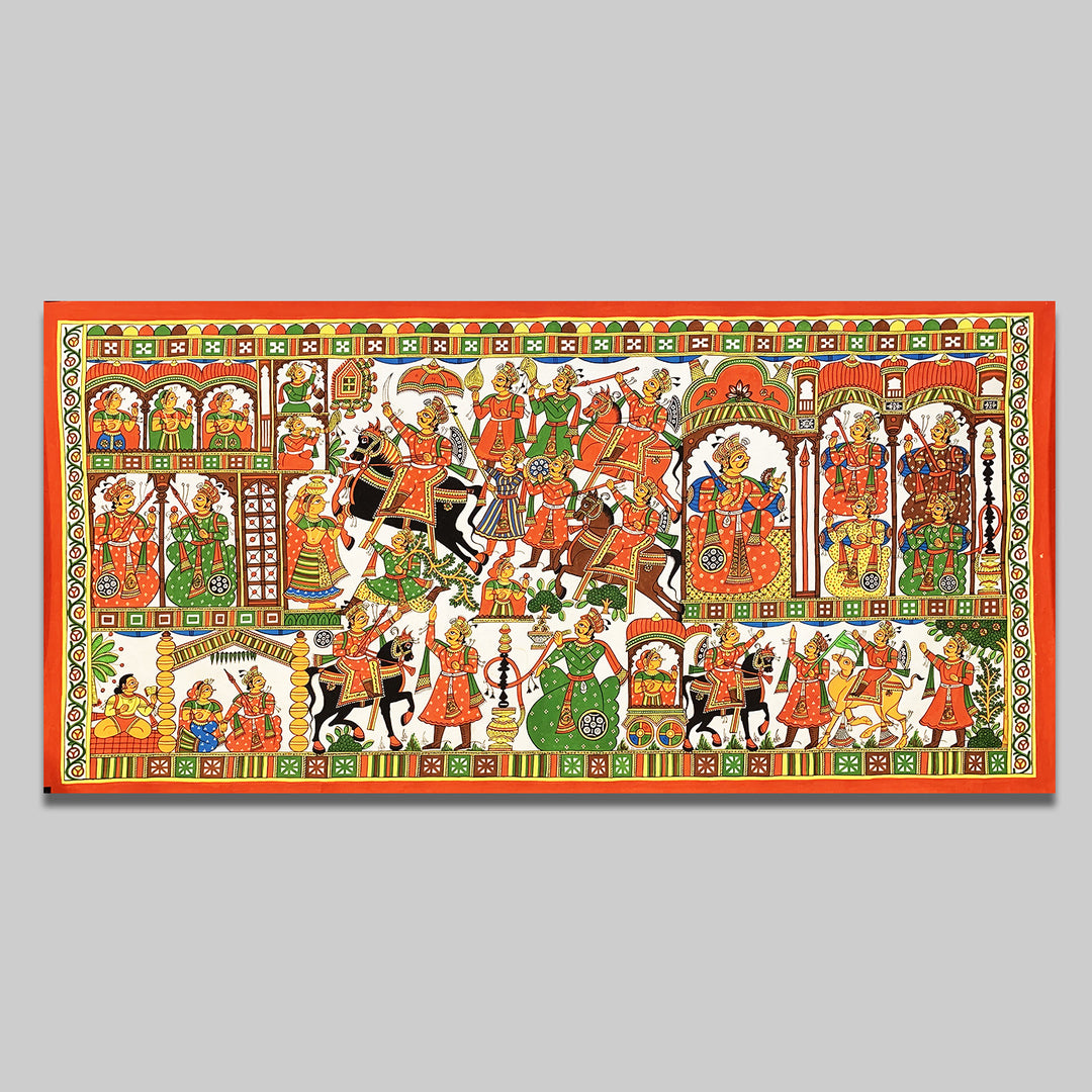 27 X 42 Inch | Story of Pabuji Paper Phad Painting