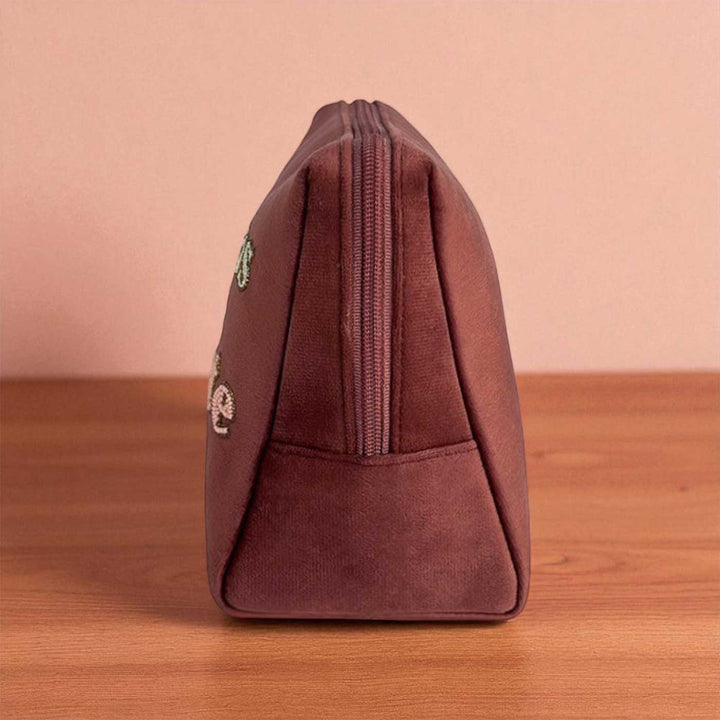 Handmade Embroidered Queens Don't Compete Velvet Pouch