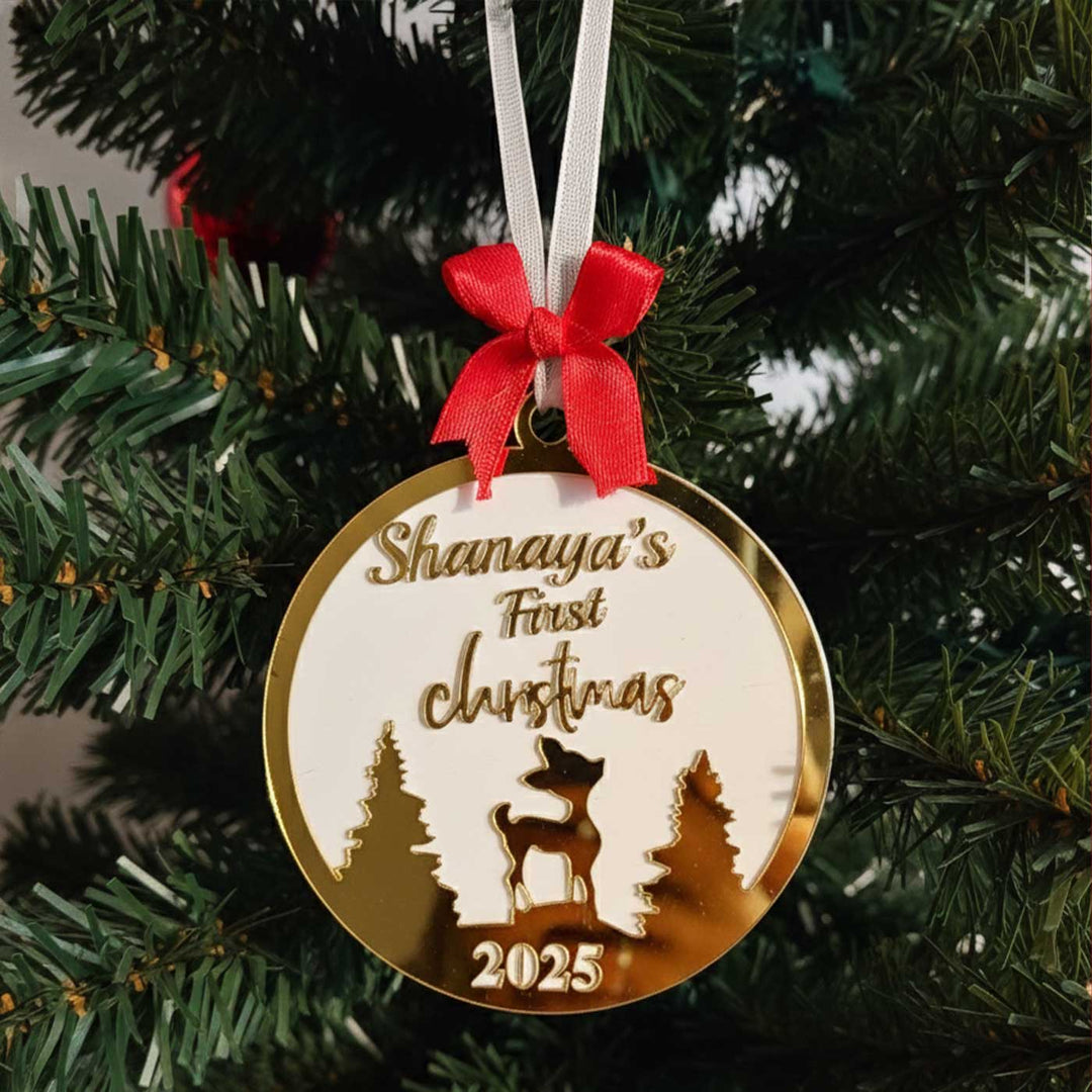 Personalized Acrylic Golden First Christmas Ornament