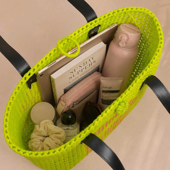 Personalised Green & Pink Monogram Handmade Koodai Tote Bag