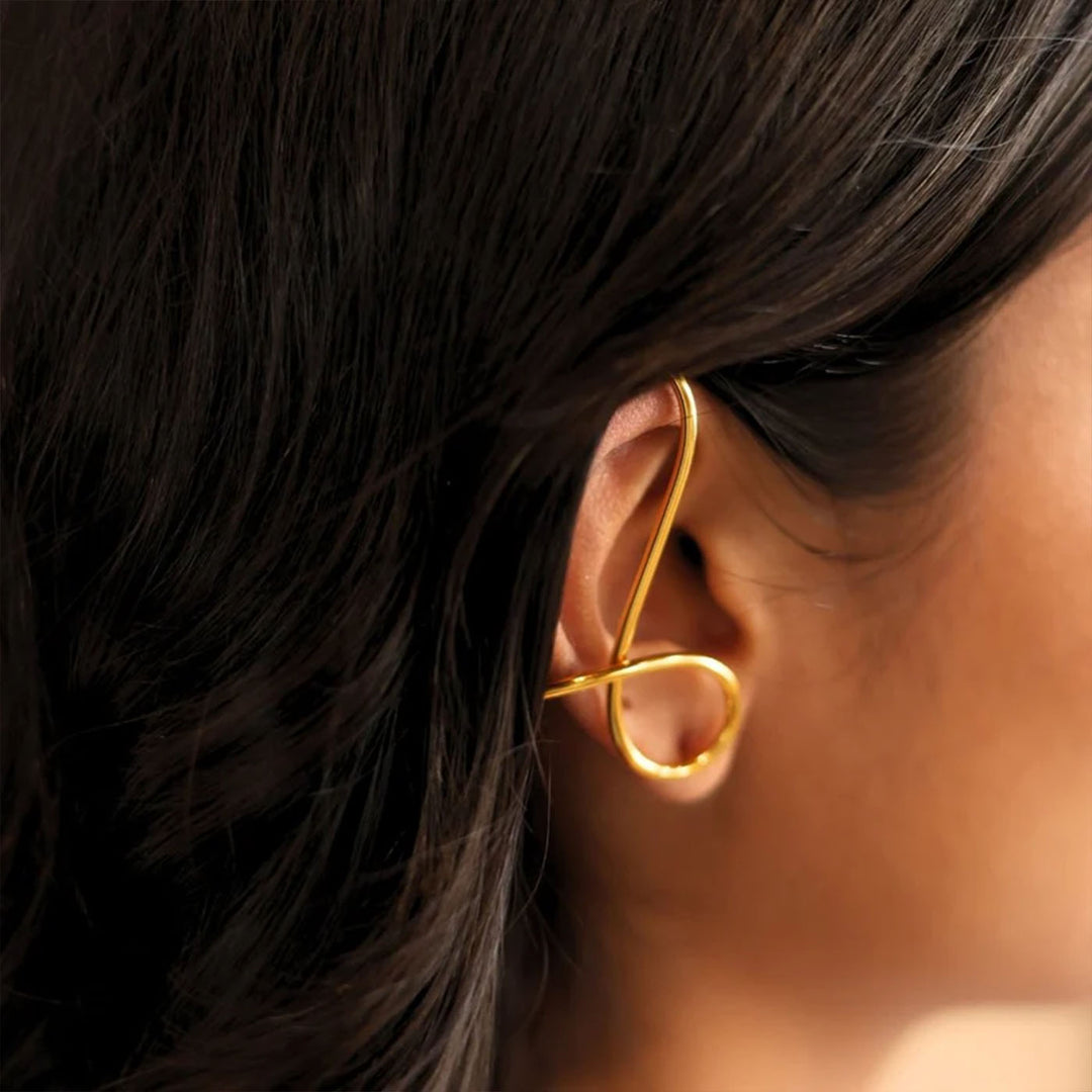 Contemporary Wrapped 18k Gold Plated Brass 2 Way Earrings