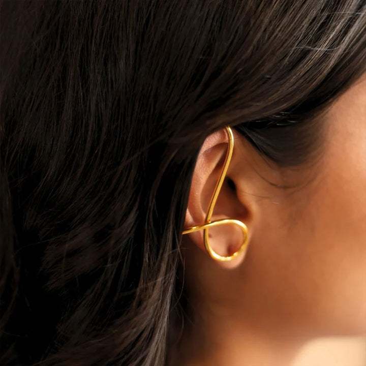 Contemporary Wrapped 18k Gold Plated Brass 2 Way Earrings