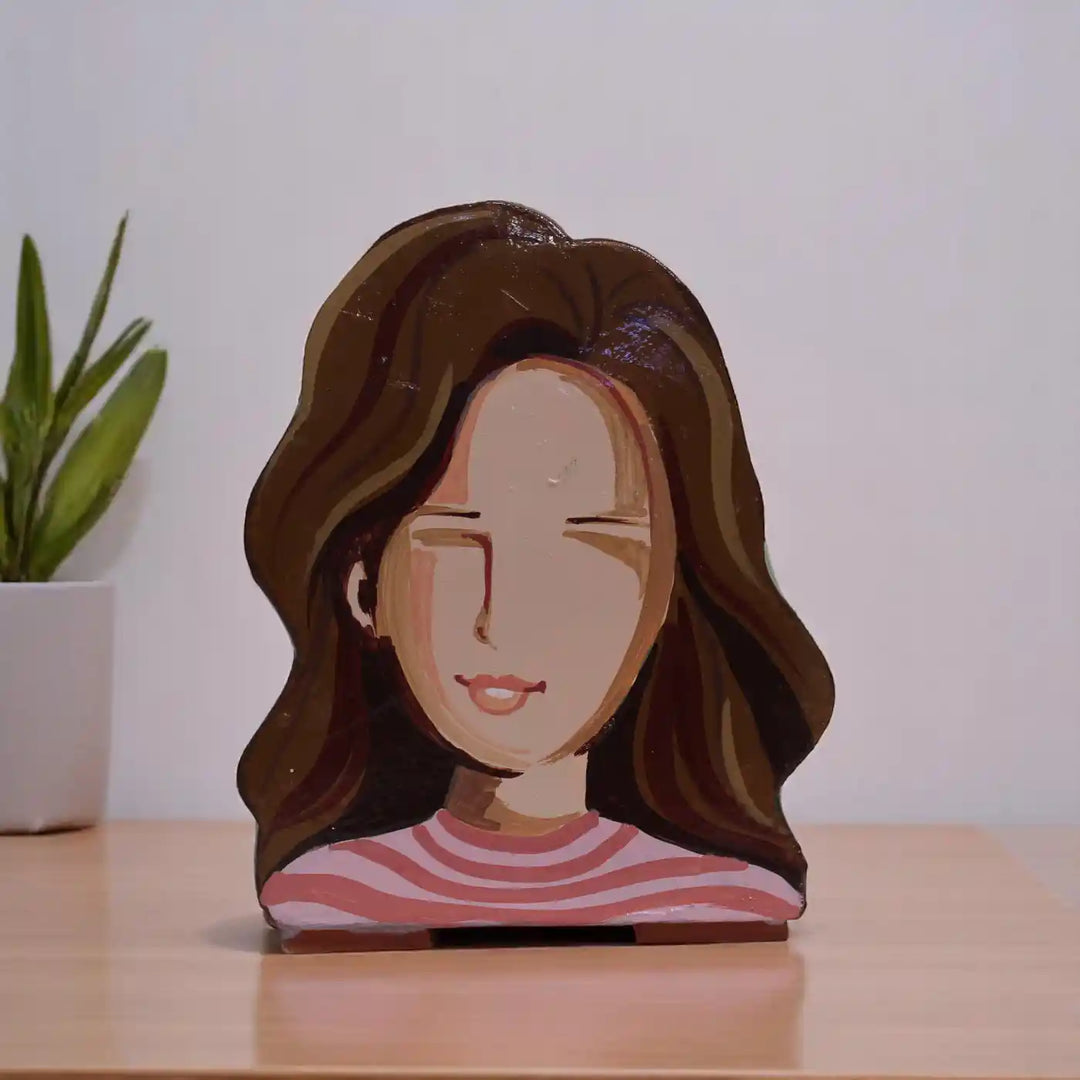 Customized Hand-Painted Lady Caricature Theme Terracotta Planter