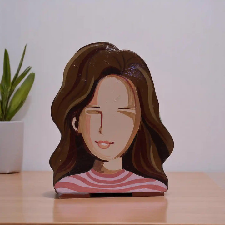 Customized Hand-Painted Lady Caricature Theme Terracotta Planter