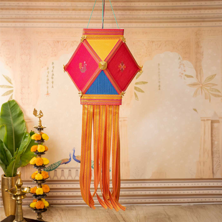 Handmade Decorative Bahurangi Premium Khun Fabric Akash Kandil/Lantern