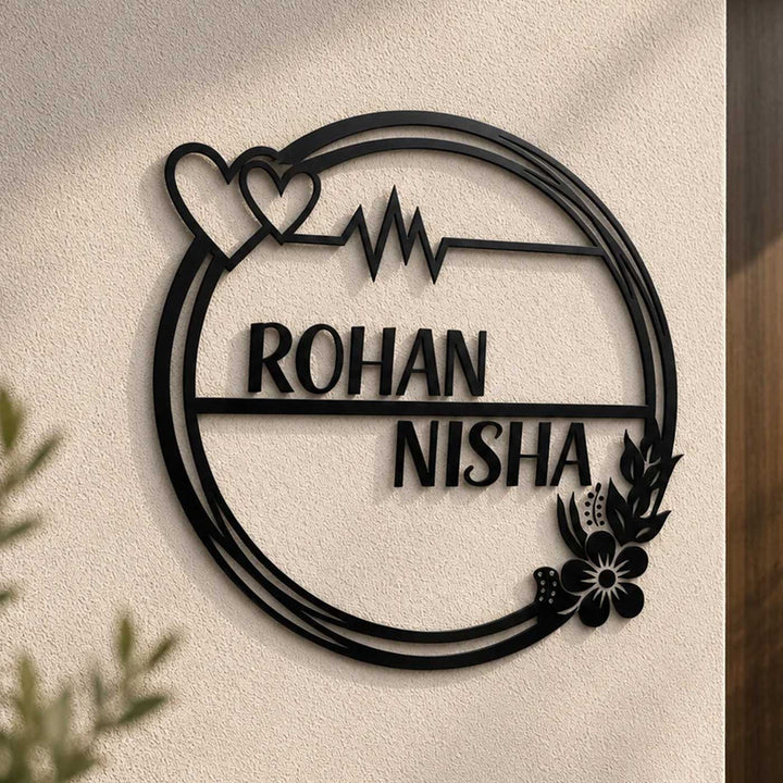 "Eternal Love" Circular Personalized Weatherproof Stainless Steel Name Plate For Couples