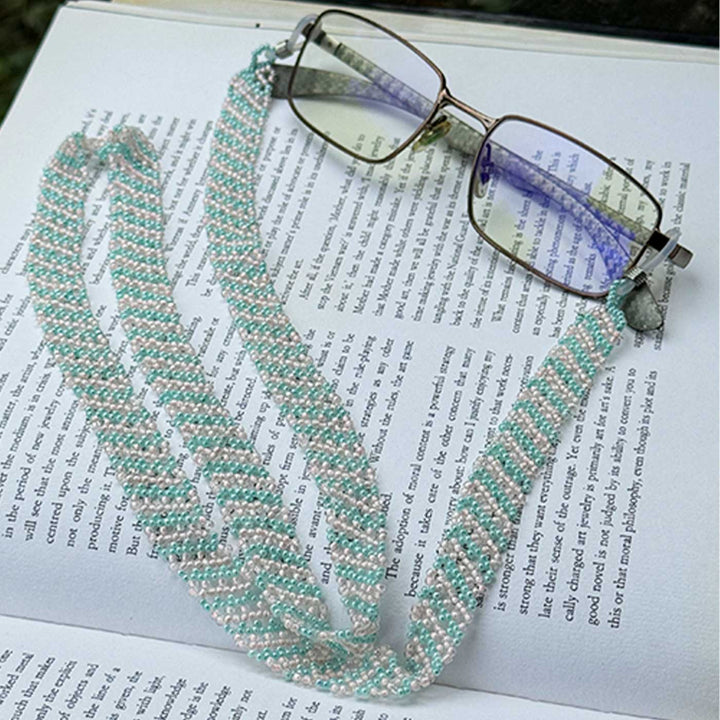Handmade Beaded Blue & Pink Lehariya Spectacle / Eye Glass Chain