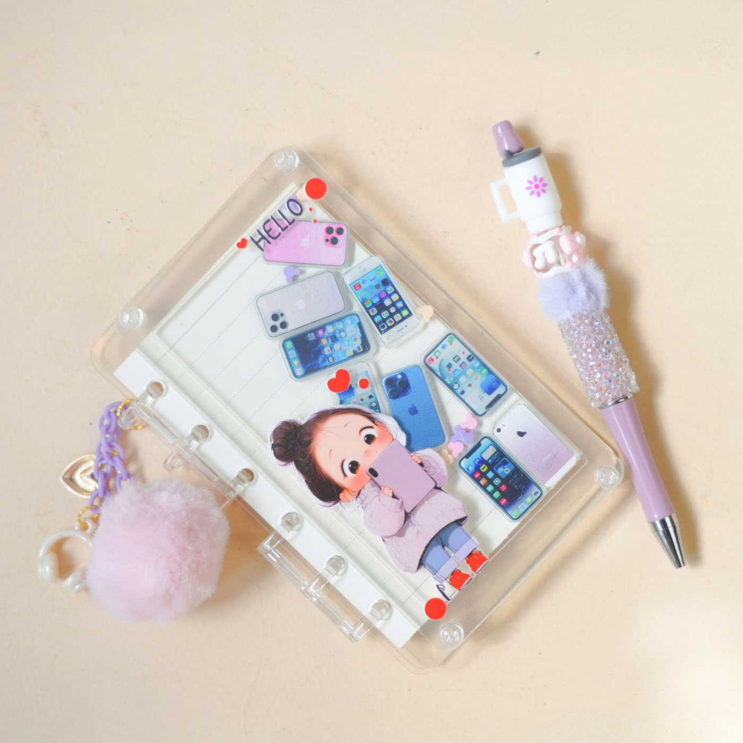 "Tech Girl" Themed Diary & Pen Stationery Set For Kids