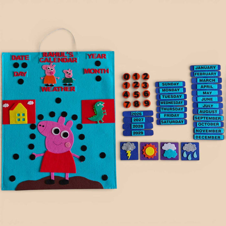 Personalized Handmade Peppa Pig Theme Felt Wall Calender