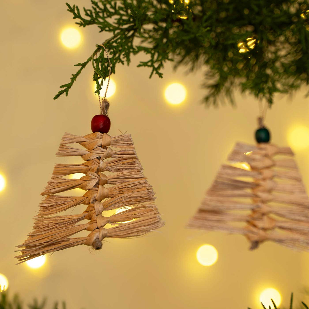 5 Pc | Handmade Banana Bark Frill Tree Hanging Ornaments