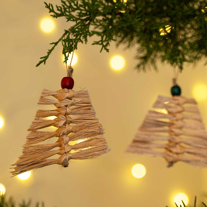 5 Pc | Handmade Banana Bark Frill Tree Hanging Ornaments