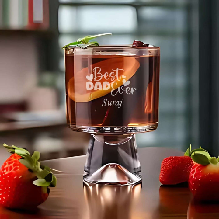 Engraved Best Dad Ever Theme Whiskey Glass | 250 ml