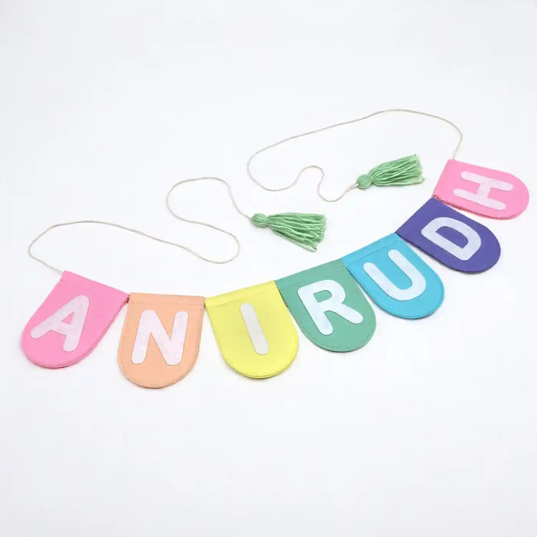 Personalized Handmade Pastel Rainbow Felt Bunting For Kids