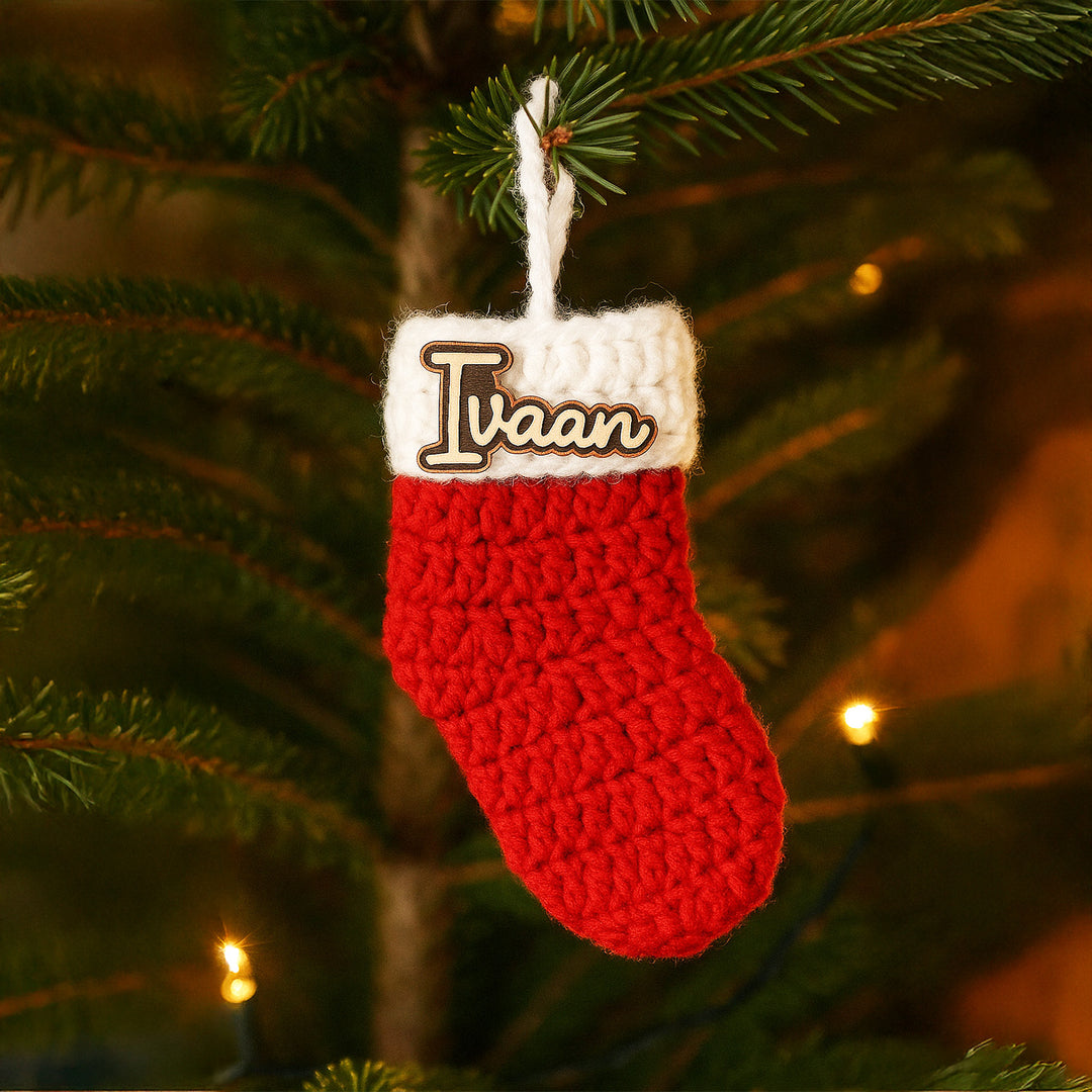 Personalized Crochet Stocking Theme Christmas Ornament For Tree Decoration