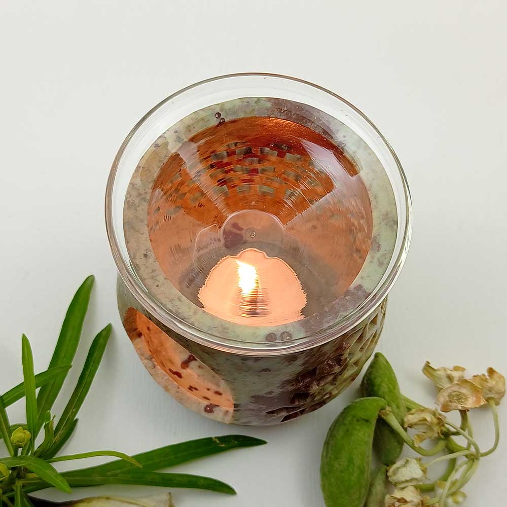 Handmade Multicolour Hiba Detailed Artwork And Lattice Candle Holder