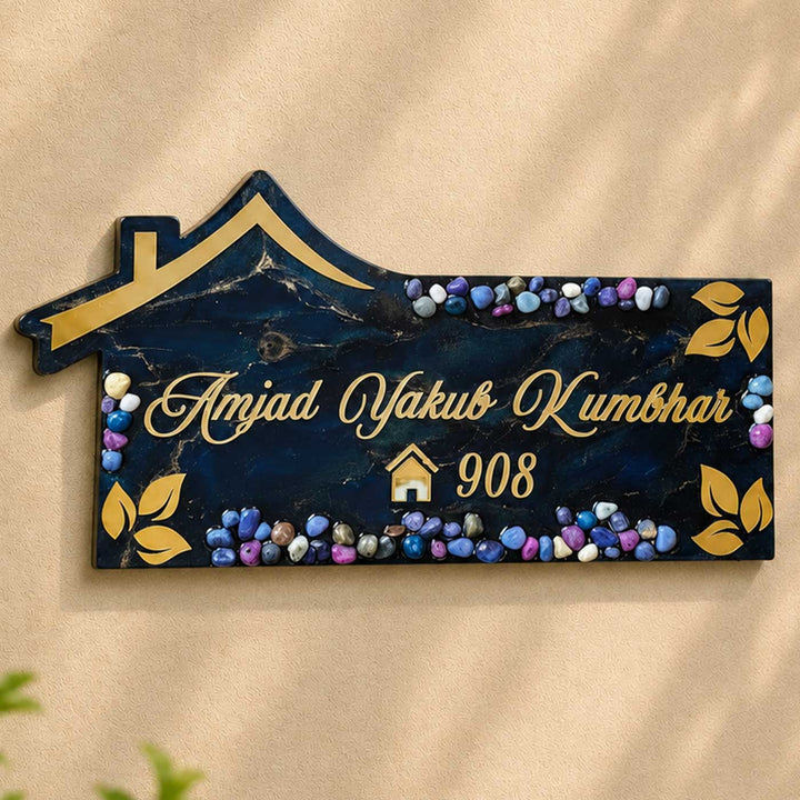 Personalized Handcrafted House Theme Resin MDF Name Plate For Home